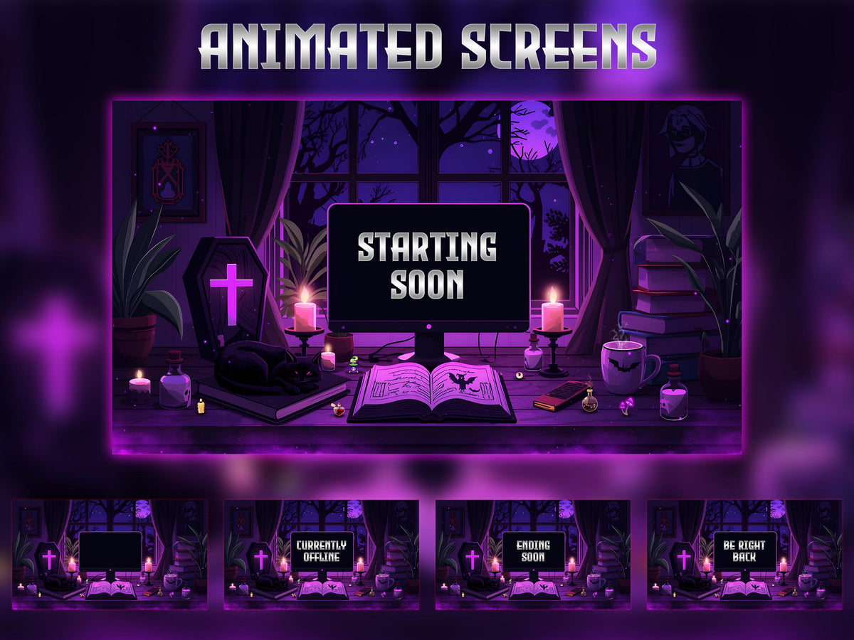 Free Halloween Twitch Overlay, Halloween Stream Overlay, Spooky Twitch Overlay Pack | Fantasy Purple Witch Wizard, Magical Scary Stream Bundlge, Dark Gothic Gaming Overlay