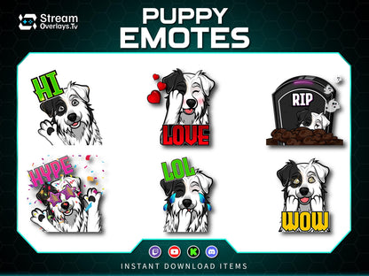 Dog Emotes Pack, Puppy Twitch Emotes, Cute Funny Dog Emote Bundle, Discord Twitch Streamer Emotes Set, Gaming Emotes Pack (Digital Download)