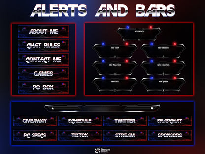 Ocean Police Twitch Overlay, Red and Blue Naval Cops Ocean Layouts for Streamers, Police Thunder Lightening Stream Overlay, OBS Crime Stream