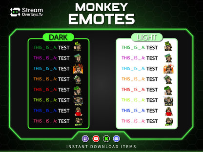 Soldier Monkey Emotes, Farmer Chimp Emojis,military Chimp Emote Pack, Gamer Ape Stickers,  Zoo Monkey Streamer, Twitch, Discord, Kick