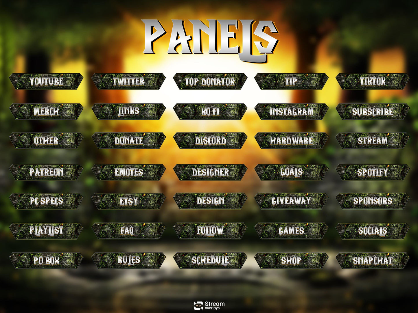 Forest Animated Overlay | Lion Jungle Stream Pack | Fantasy Scenes | Animate Twitch Screens | Panels | Nature Streaming Package | Alerts