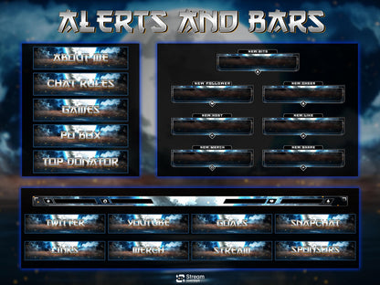 Blue Moon Stream Overlay Package | Midnight Lunar Twitch Overlay | OBS Overlay, Dark Blue Starting Soon, Twitch Panels, Stream Layout Assets