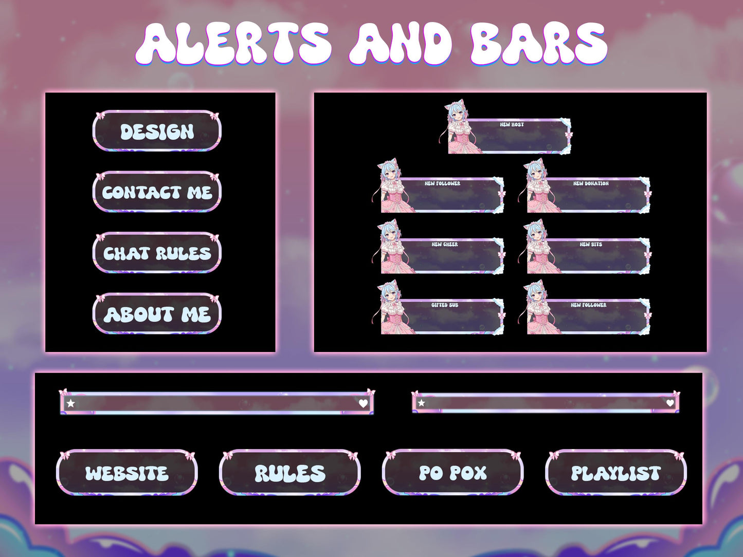 Pastel Sky Clouds Stream Package | Kawaii Anime Fantasy Twitch Overlays | Cute VTuber Gaming Bundle | Dreamy Colorful Cozy LoFi OBS Stream