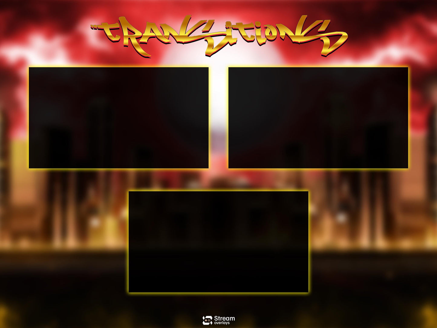 Animated Cyberpunk City Twitch Overlay Pack, Cyber Skyline Stream Overlays, Urban Night Blood Moon Storm Stream, Red Gold Streaming Bundle