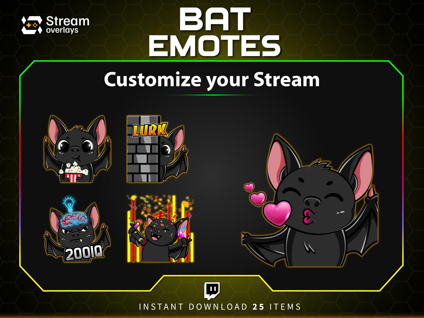 25x Spooky Bat Twitch Emotes | Animated & Static (Instant Download)