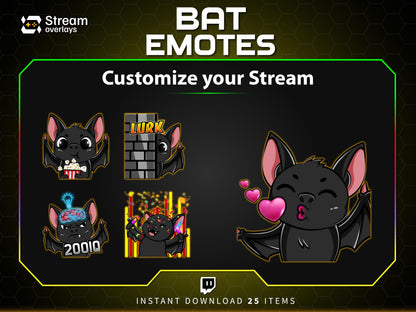 25x Spooky Bat Twitch Emotes | Animated & Static (Instant Download)