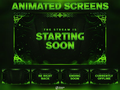 Emerald Mystic Animated Twitch Overlay Pack | Green Twitch Overlays | Animated Scenes | Emerald Fantasy Pack| Streaming Alerts | Starting Soon | Panels | Webcam