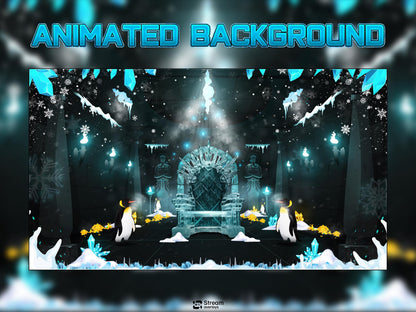 Ice Twitch Stream | Animated Frozen Streams | Snow Throne Streaming Screens | Fantasy Scenes | Animate Alerts | Snow Gaming OBS | Panels