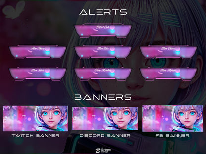 Anime Girl Twitch Overlay | Cute Streaming Pack | Sakura Stream Screen | Animated Overlays | Cherry Blossom Theme | Twitch Alert | Cozy Vibe