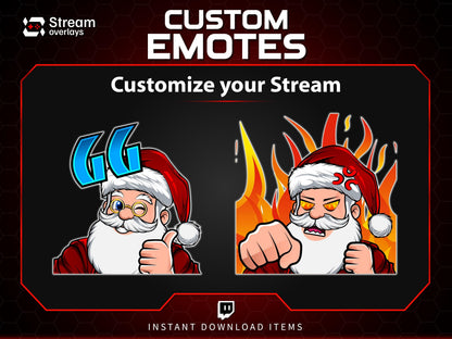 Santa Twitch Emotes | Christmas Streamer Emotes (PNG, Instant Download)