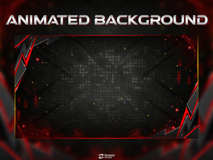 Tech Twitch Overlay | Modern Red Streaming Pack | Animated Stream Package | Streams Scenes | Gaming Panels | Stream Alerts | Gaming Overlay