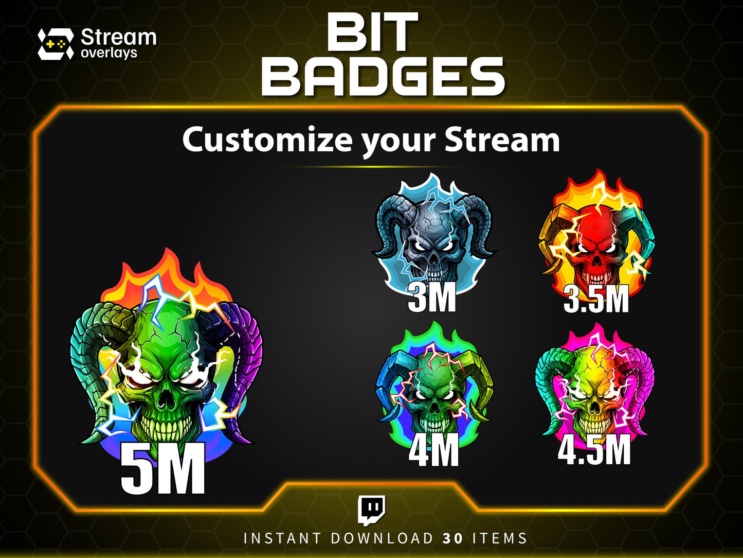 30x Demon Bit Badges | Devil Badges | Demon Sub Badges | Spooky Streamer Badge | Skull Badges | Twitch Sub Badge | Number Bit Badges | Bits