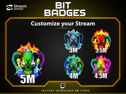 30x Demon Bit Badges | Devil Badges | Demon Sub Badges | Spooky Streamer Badge | Skull Badges | Twitch Sub Badge | Number Bit Badges | Bits