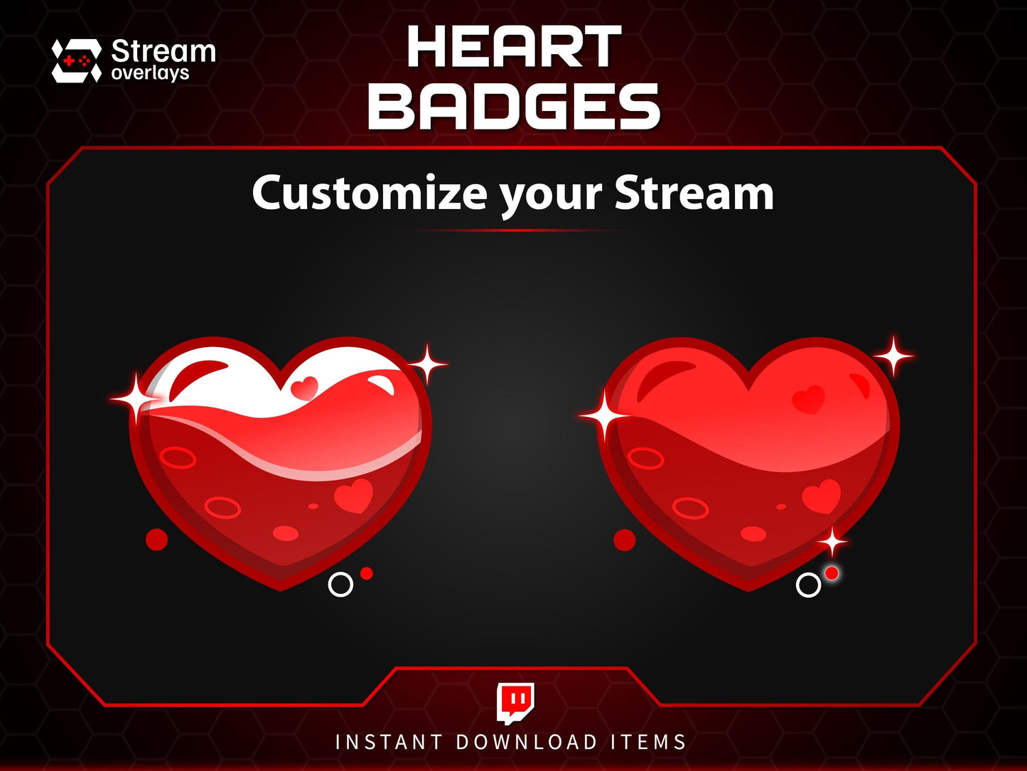 Glossy Heart Twitch Badges | Valentine's Day Subscriber Badge | Loyalty subbadge | Romantic Stickers | Love | Valentines Sticker Gift