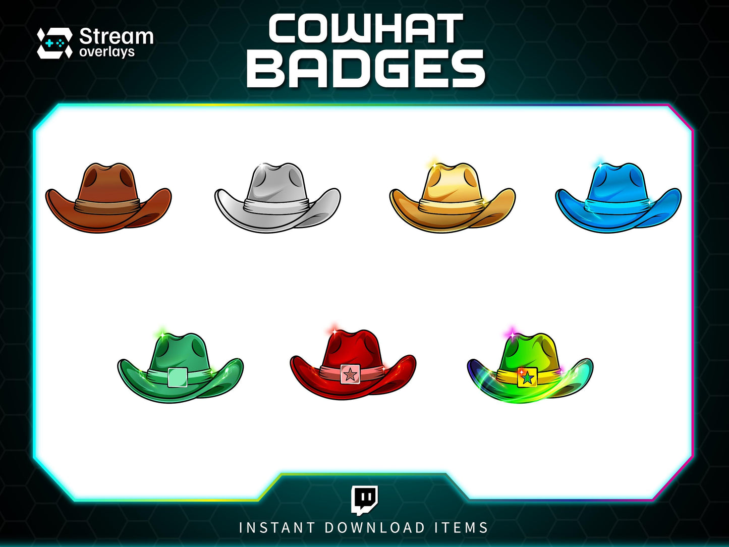 Twitch Cowhat Subscriber Badges | Western Hat Sub Badges | Loyalty Badges for Streamers | Western-Style Badges for Multi-Month Subscriptions