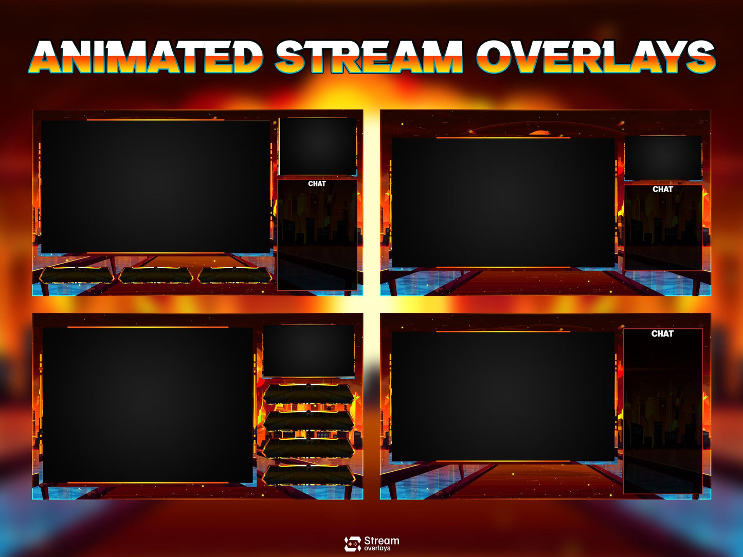Atomic Explosion Stream Package, Nuclear Blast Twitch Overlay, Cyberpunk City Fire Overlays, Dystopian Stream Apocalypse City OBS Streamlabs