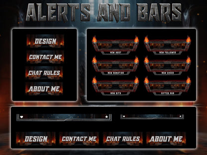 Medieval Twitch Overlay | Dark Castle Throne Room Stream Screens | Animated Overlay | Iron Fire Stream Screens | Fire Alerts