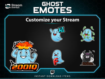 25 Spooky Ghost Twitch Emotes: Halloween Emojis (Instant Download)