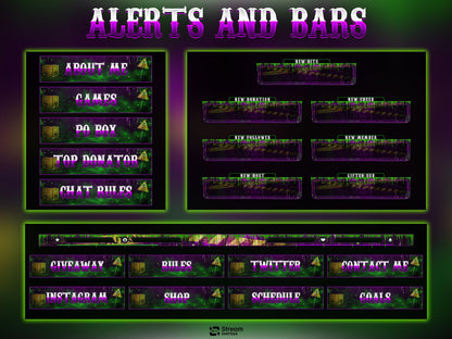 Radioactive Stream Pack, Toxic Twitch Overlay, Animated Stream Package | Stream Scenes | Slime Gaming | Panels | Alerts | Screens | Scene