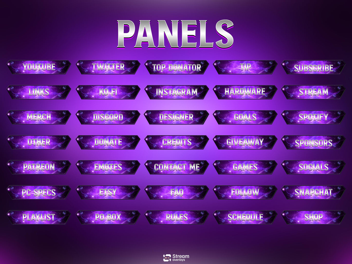Animated Space Stream | Galaxy Streaming Package | Mystical Night Twitch Overlays | Cosmic Streams Scenes | Animated Alerts | Purple Nebula