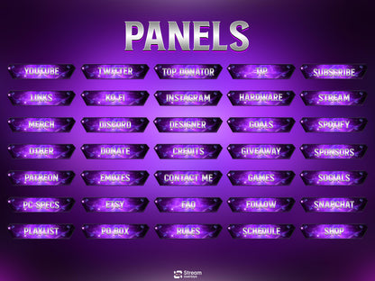 Animated Space Stream | Galaxy Streaming Package | Mystical Night Twitch Overlays | Cosmic Streams Scenes | Animated Alerts | Purple Nebula