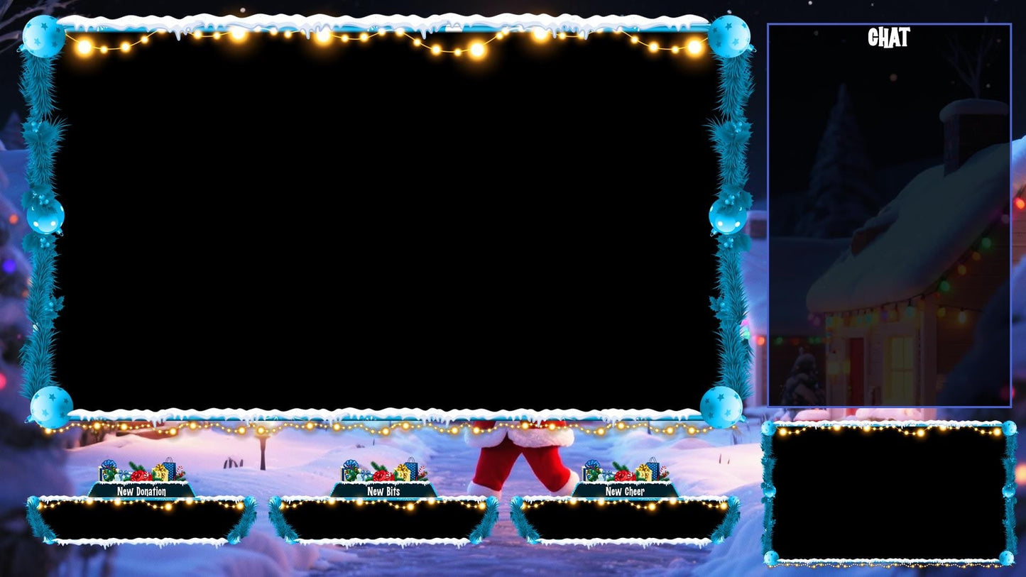 Santa Christmas Stream Package, Winter Twitch Overlay Pack