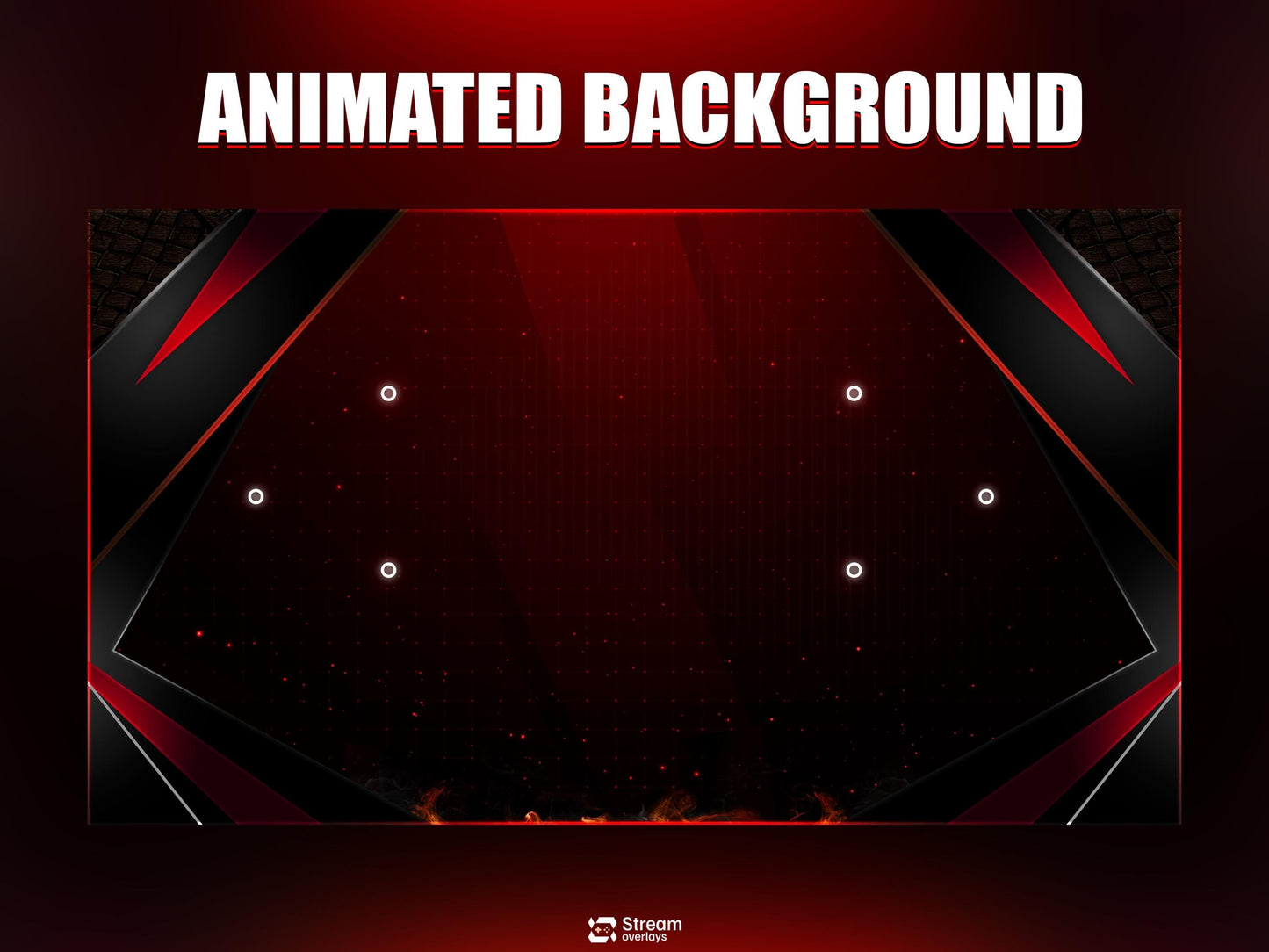 Red & Black Stream Overlay | Fire Twitch Overlays Pack | Elegant Animated Stream Package | Streams Scenes | Gaming Panels | Gamer Alerts