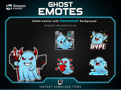 25 Spooky Ghost Twitch Emotes: Halloween Emojis (Instant Download)