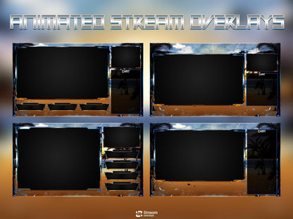 Tropical Beach Twitch Overlay | Summer Island Stream | Animated Gaming Pack | Sunset Streams | Streaming Scenes | Gaming Panels | Screens