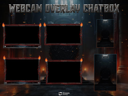 Medieval Twitch Overlay | Dark Castle Throne Room Stream Screens | Animated Overlay | Iron Fire Stream Screens | Fire Alerts