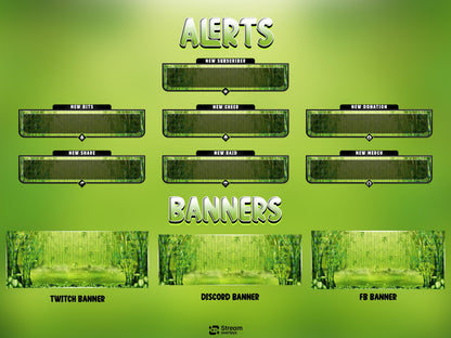 Bamboo Animated Pack | Green Jungle Nature | Forest Twitch Overlay | Streaming Scenes | Gaming Panels | Alerts | Gaming Stream | Streams