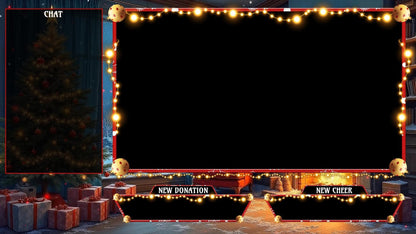 Cozy Christmas Twitch Overlay Pack | Winter Fireplace Stream Screens | Holiday Snow Scene | Animated Alerts & Facecam