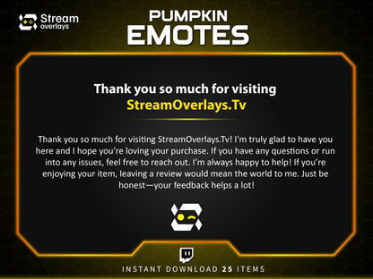 25 Pumpkin Stream Emotes, Spooky Fall Emojis (PNG Digital Download)