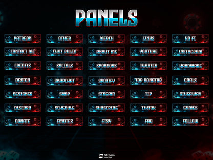 Poker Cards Stream Overlay Pack | Kick Stream | Card Game | Red Blue Neon Gambling Theme | Twitch Assets | Casino Overlay Dice Gaming