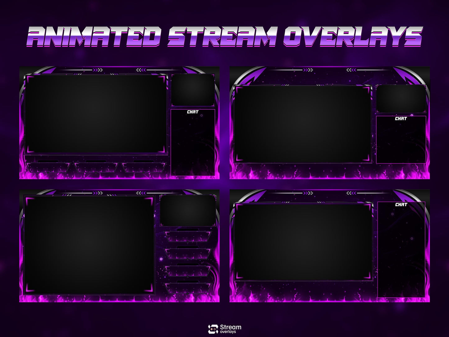 Purple Neon Twitch Overlay | Cosmic Streaming Pack | Galaxy Animated Scenes | Stream Package | Twitch Alerts | Starting Soon, Kick Screens
