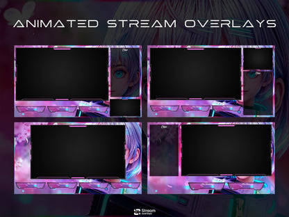 Anime Girl Twitch Overlay | Cute Streaming Pack | Sakura Stream Screen | Animated Overlays | Cherry Blossom Theme | Twitch Alert | Cozy Vibe