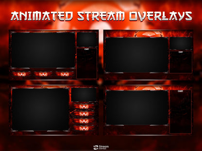 Dark Anime Twitch Overlay | Animated Samurai Theme | Warrior Stream Pack | Japanese Overlays | Ninja Streaming Package, Mangna Gaming Panels
