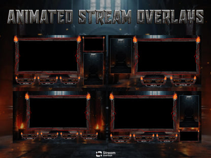 Medieval Twitch Overlay | Dark Castle Throne Room Stream Screens | Animated Overlay | Iron Fire Stream Screens | Fire Alerts