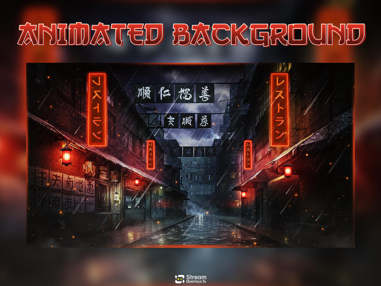 Japanese Street Animated Overlays, Tokyo Rain Stream Overlay Package, Futuristic City Streaming Pack, Ancient traditional Stream, Panels OBS