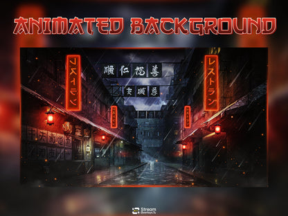Japanese Street Animated Overlays, Tokyo Rain Stream Overlay Package, Futuristic City Streaming Pack, Ancient traditional Stream, Panels OBS