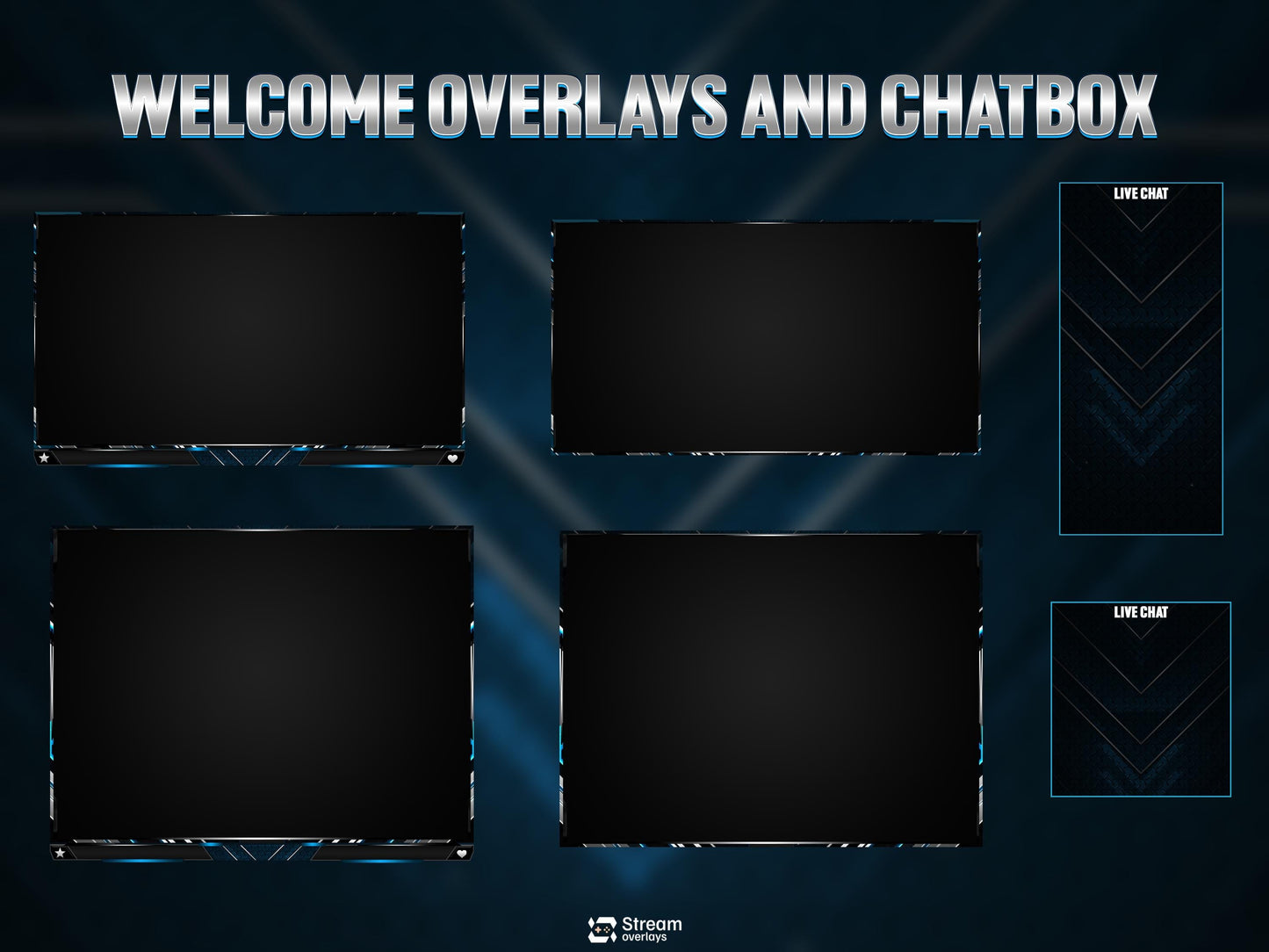 Blue Twitch Overlay Animated Pack | Modern Tech Gaming Overlays | Esports Streaming Package | Futuristic Stream Package | OBS & Streamlabs