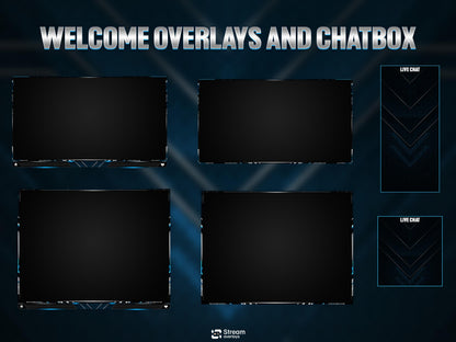 Blue Twitch Overlay Animated Pack | Modern Tech Gaming Overlays | Esports Streaming Package | Futuristic Stream Package | OBS & Streamlabs