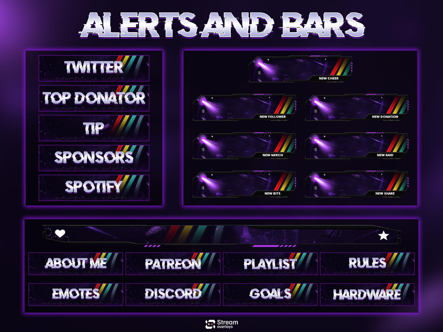 Raiders Animated Twitch Overlay Pack | Stream Screens | Alerts, Panels, Transitions for OBS Studio, Streamlabs & Kick | Streaming Package