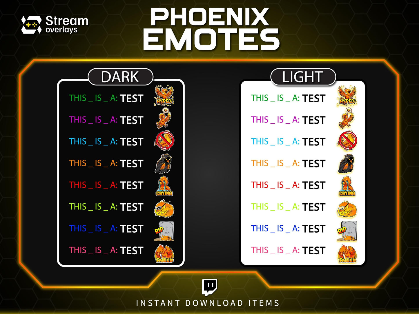 Majestic Phoenix Emotes & Stickers | Fiery Bird Orange Flame | Majestic Glory Phoenix Twitch Emotes for Streamers on Twitch and Discord