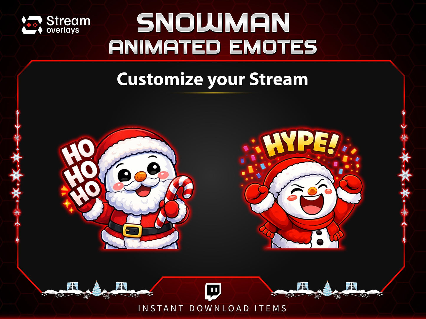 8x Snowman Animated Emotes | Christmas Holiday Emote Pack | Twitch Sub Emotes | Tiktok Emotes | Discord Emojis