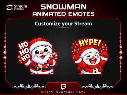 8x Snowman Animated Emotes | Christmas Holiday Emote Pack | Twitch Sub Emotes | Tiktok Emotes | Discord Emojis