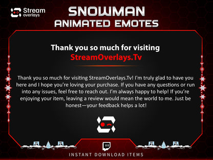 8x Snowman Animated Emotes | Christmas Holiday Emote Pack | Twitch Sub Emotes | Tiktok Emotes | Discord Emojis