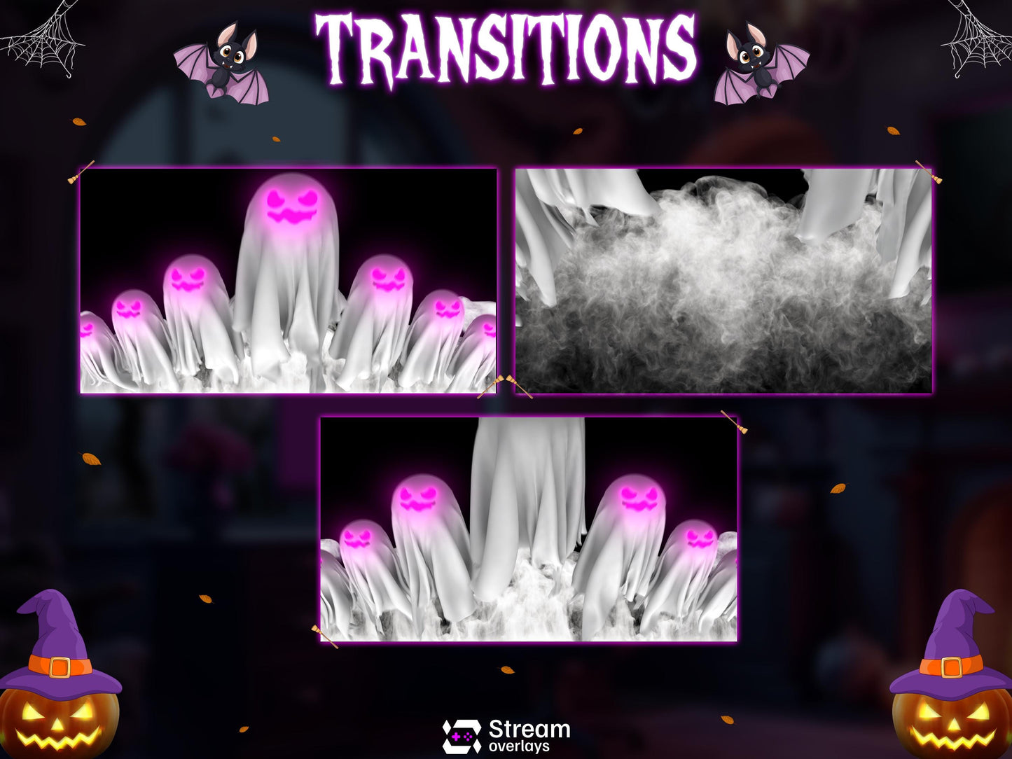 Animated Halloween Twitch Stream Pack, Spooky Halloween OBS Overlay, Kawii Stream package, Spooky Twitch Overlay Package, Cute Ghost Overlay
