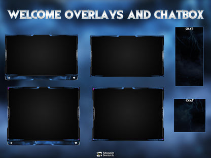 Blue Thunder Twitch Overlay | Lightning Streaming Pack | Electric Animated Scenes, Blue Smoke Streams, Twitch Alerts, Starting Soon Power