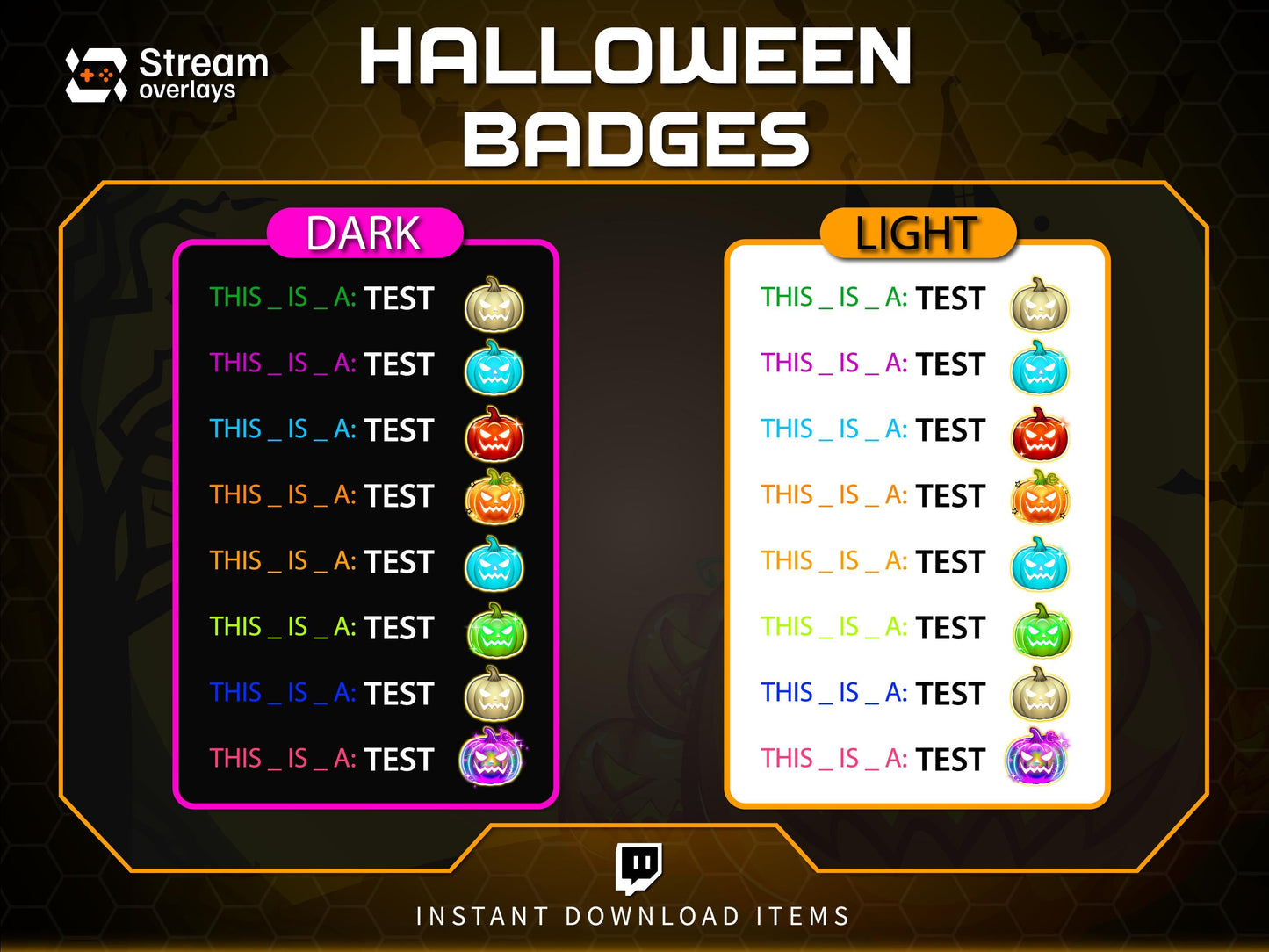 6x Halloween Pumpkin Badges | Twitch, Discord, YouTube Sub Badges | Glowing Spooky Icons | Instant Download